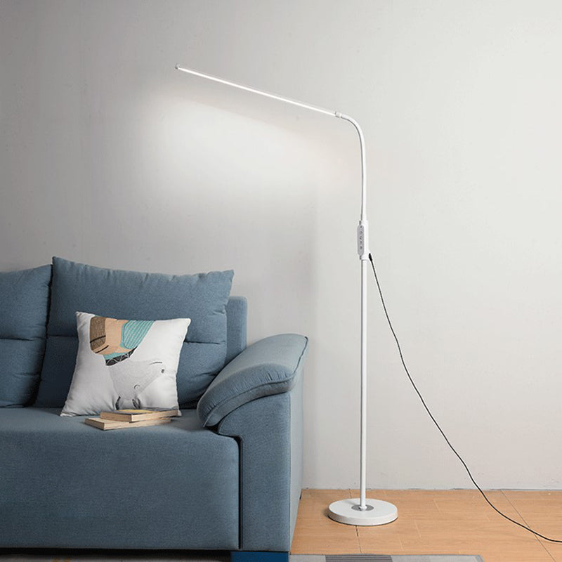 Adjustable Metallic Linear Standing Lamp Modernist Black/White LED Floor Reading Light with Switch White Clearhalo 'Floor Lamps' 'Lamps' Lighting' 979890