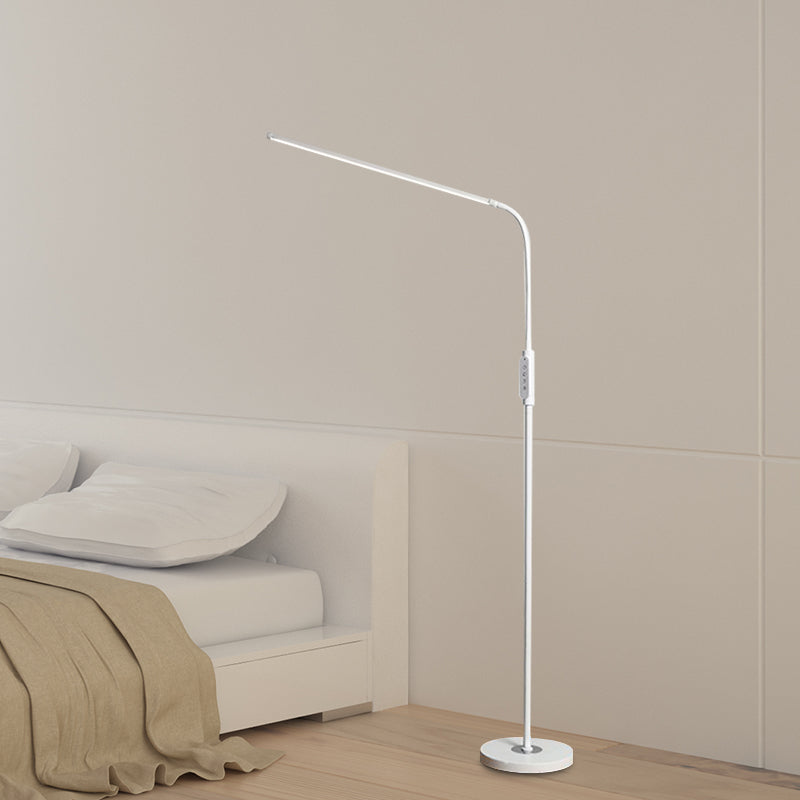 Adjustable Metallic Linear Standing Lamp Modernist Black/White LED Floor Reading Light with Switch Clearhalo 'Floor Lamps' 'Lamps' Lighting' 979892