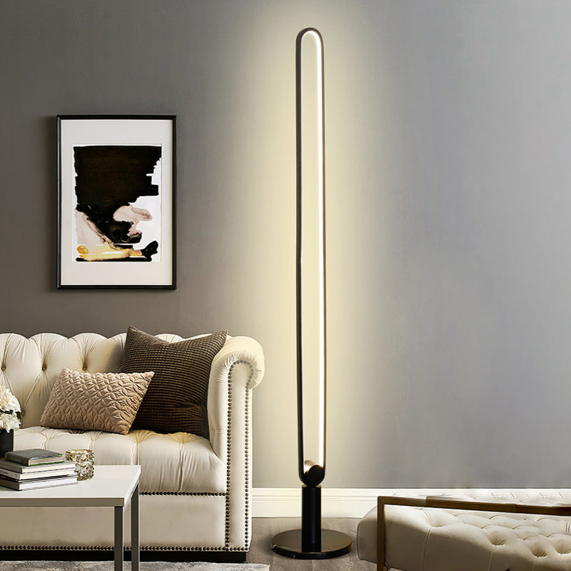 Black/White Oblong Frame Floor Lighting Simplicity LED Acrylic Stand Up Lamp for Study Room Clearhalo 'Floor Lamps' 'Lamps' Lighting' 979895