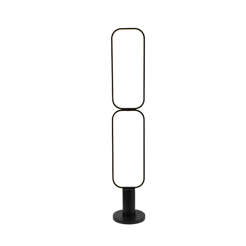 1/2 Tiers Rectangle Standing Light Minimalist Metal LED Bedroom Reading Floor Lamp in Black/White Clearhalo 'Floor Lamps' 'Lamps' Lighting' 979913
