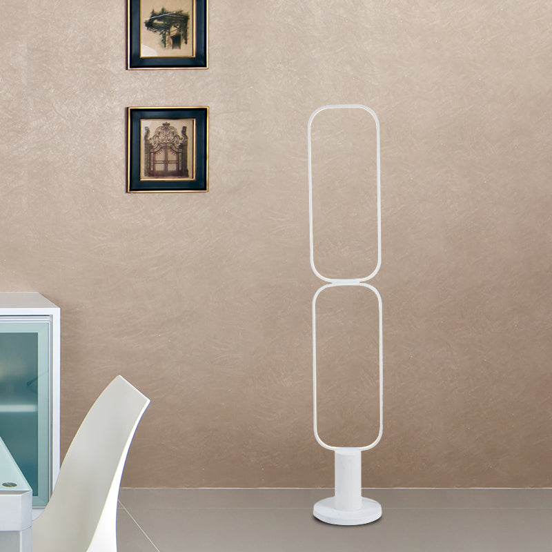 1/2 Tiers Rectangle Standing Light Minimalist Metal LED Bedroom Reading Floor Lamp in Black/White Clearhalo 'Floor Lamps' 'Lamps' Lighting' 979916
