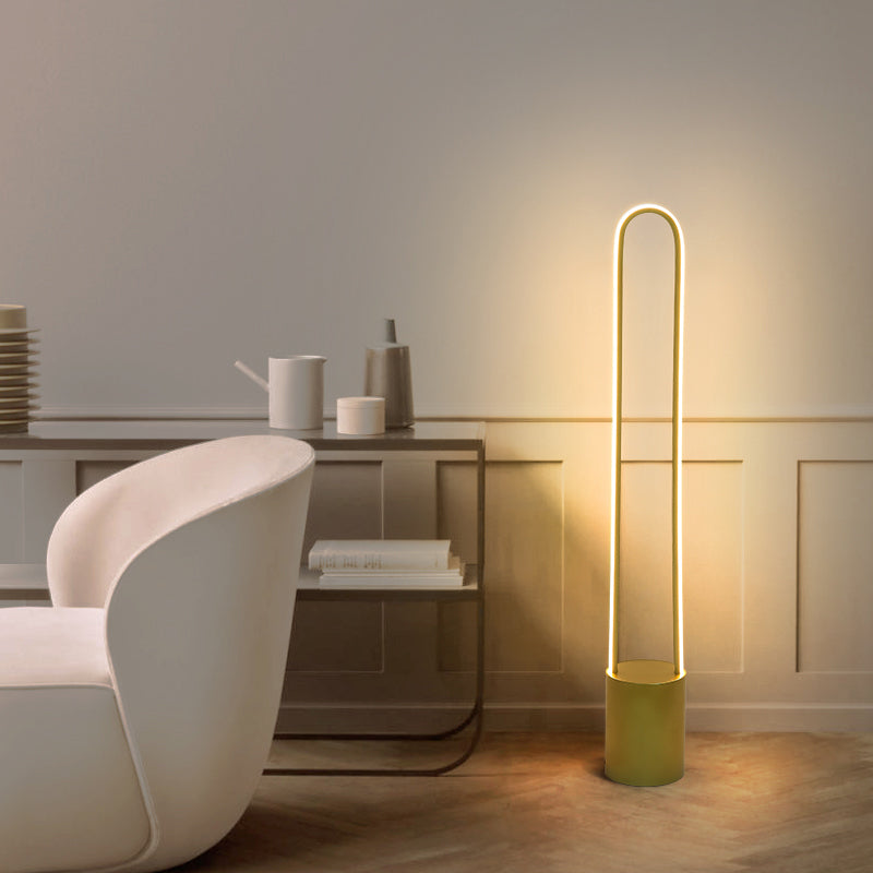 Nordic Ellipsed Floor Reading Lamp Acrylic 39"/55" H LED Bedroom Standing Light in Gold, Warm/White Light Clearhalo 'Floor Lamps' 'Lamps' Lighting' 979920