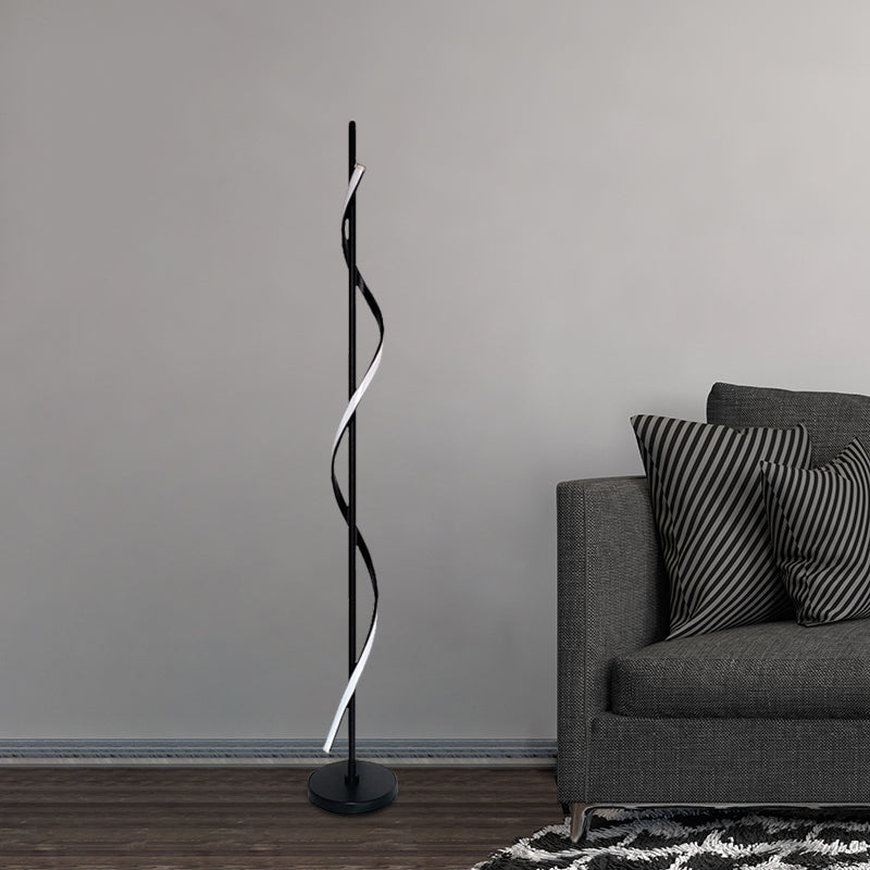 Contemporary Swirly Floor Reading Lighting Acrylic LED Bedroom Standing Lamp in Black, Warm/White/Natural Light Clearhalo 'Floor Lamps' 'Lamps' Lighting' 979937