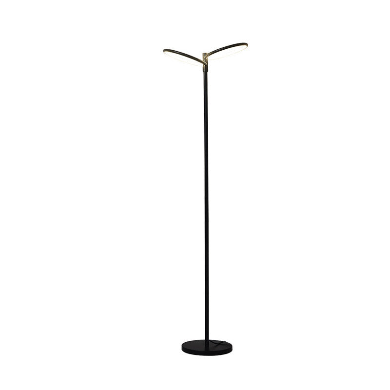 Metal Round Shade Standing Lamp Contemporary LED Black Floor Reading Light for Bedside Clearhalo 'Floor Lamps' 'Lamps' Lighting' 979966