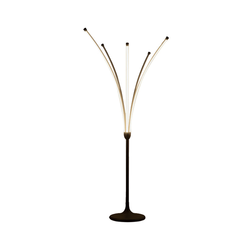 Simplicity Flower-Like Standing Light Acrylic LED Bedroom Reading Floor Lamp in Black Clearhalo 'Floor Lamps' 'Lamps' Lighting' 979973