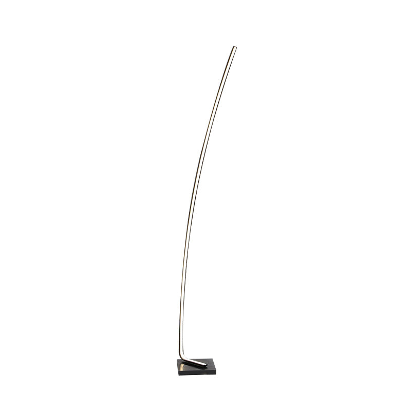Metallic Curved Reading Floor Lamp Simplicity Black/White/Gold LED Bedside Stand Up Lighting in Warm/White Light Black Clearhalo 'Floor Lamps' 'Lamps' Lighting' 982079