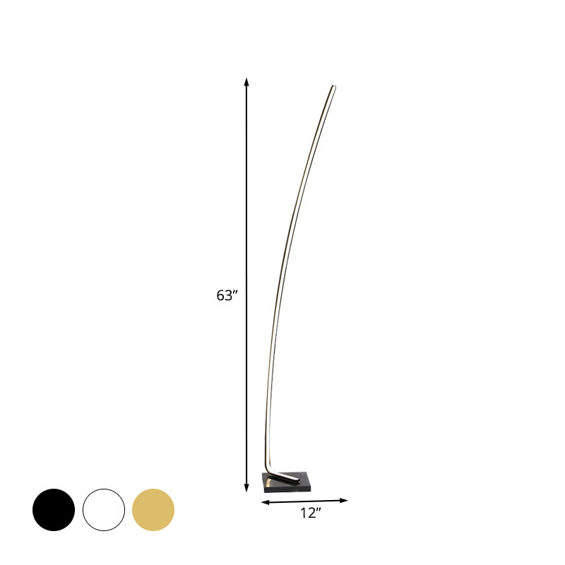 Metallic Curved Reading Floor Lamp Simplicity Black/White/Gold LED Bedside Stand Up Lighting in Warm/White Light Clearhalo 'Floor Lamps' 'Lamps' Lighting' 982080
