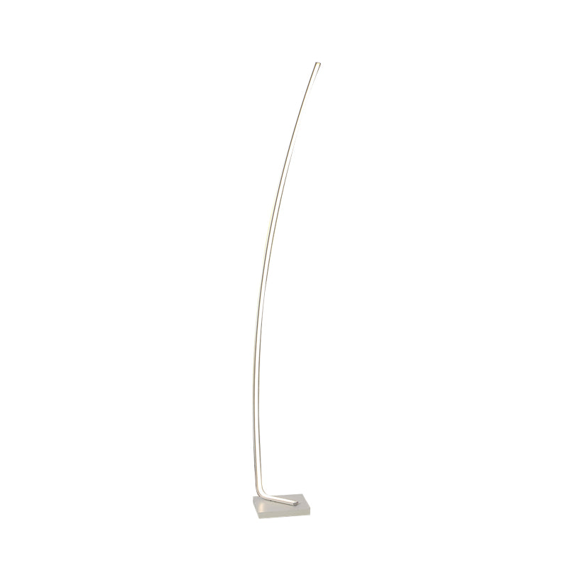Metallic Curved Reading Floor Lamp Simplicity Black/White/Gold LED Bedside Stand Up Lighting in Warm/White Light Clearhalo 'Floor Lamps' 'Lamps' Lighting' 982084