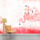 Extra Large Mural Wallpaper Nordic Novelty Flamingo Wall Art in Pastel Pink Clearhalo 'Wall Decor' 'Wall Mural' 982161