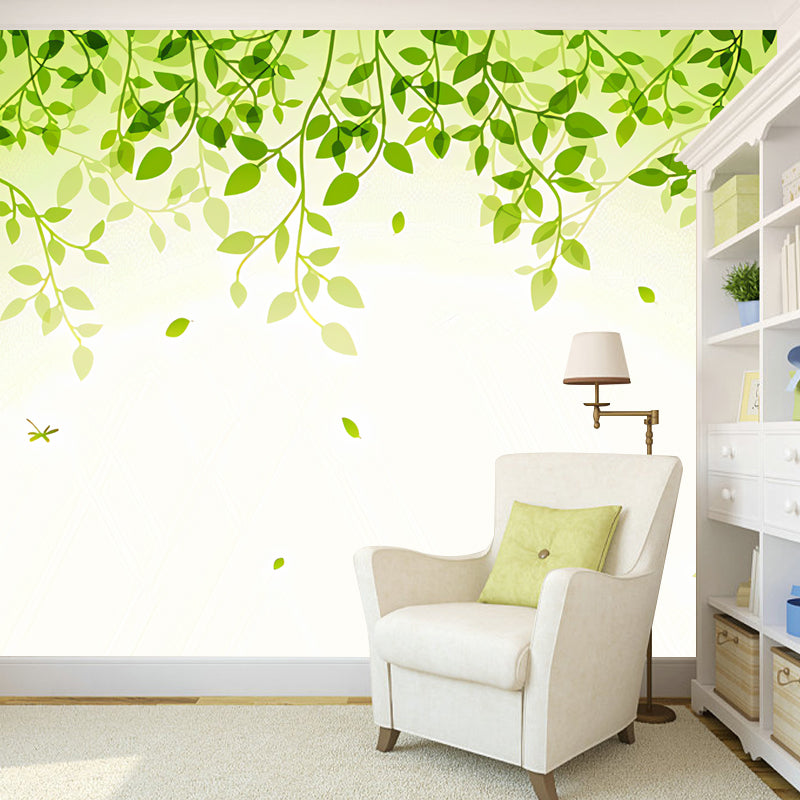 Giant Fresh Mural Wall Decor Pastel Green Tiny Leaf Wall Mural, Made to Measure Green Clearhalo 'Wall Decor' 'Wall Mural' 982224