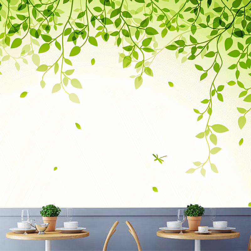 Giant Fresh Mural Wall Decor Pastel Green Tiny Leaf Wall Mural, Made to Measure Clearhalo 'Wall Decor' 'Wall Mural' 982226