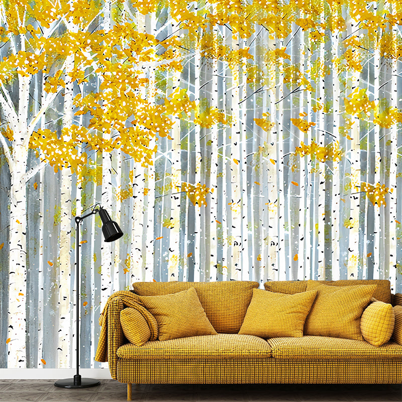 American Wall Art for Living Room, Yellow and Green Birch Tree, Personalized Size Available Clearhalo 'Wall Decor' 'Wall Mural' 982249