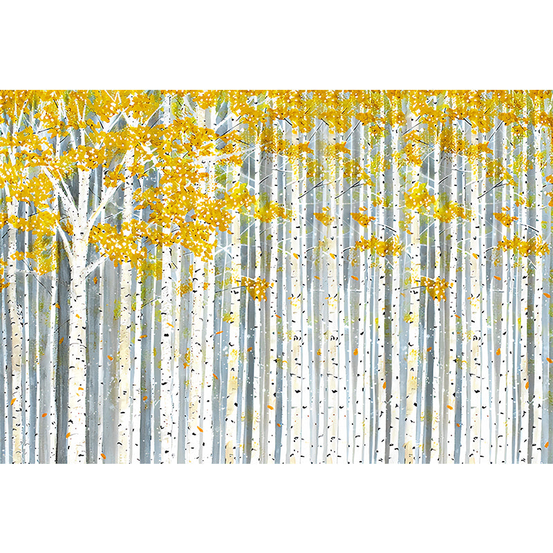 American Wall Art for Living Room, Yellow and Green Birch Tree, Personalized Size Available Clearhalo 'Wall Decor' 'Wall Mural' 982252