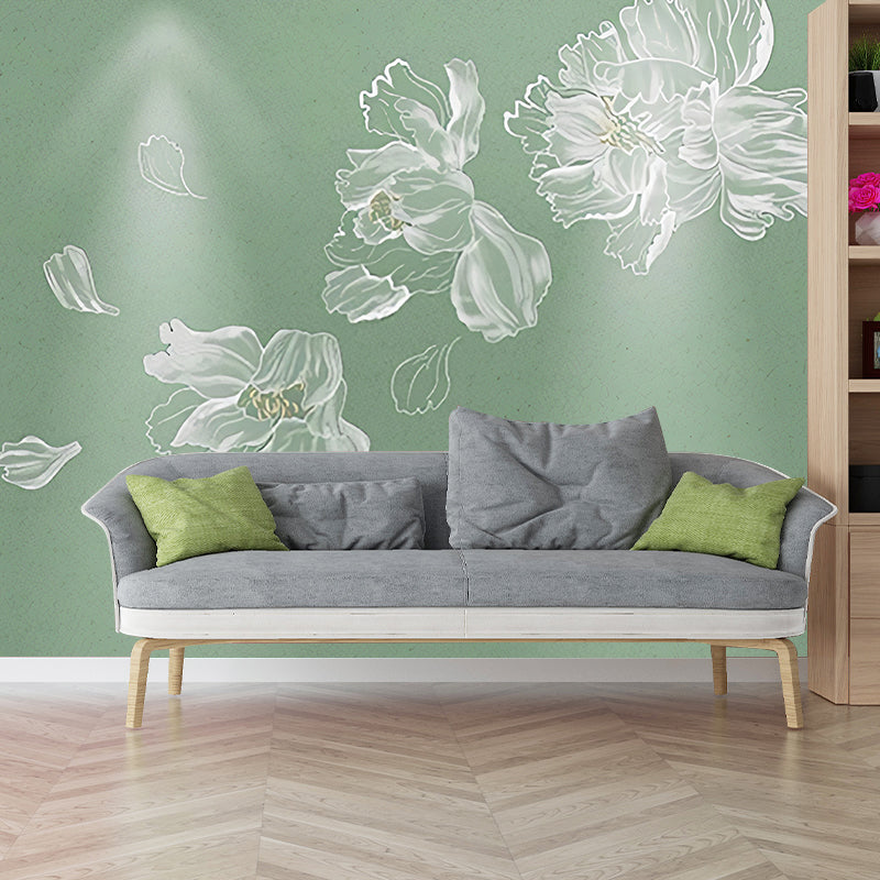 Stain-Resistant Flower Wall Covering Classic Mural Wallpaper for Living Room Clearhalo 'Wall Decor' 'Wall Mural' 982339