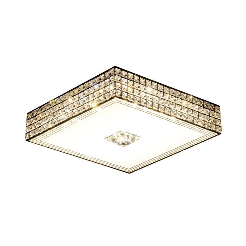 K9 Crystal Squared Flush Lighting Modern LED Black Ceiling Mounted Lamp for Bedroom Clearhalo 'Ceiling Lights' 'Close To Ceiling Lights' 'Close to ceiling' 'Flush mount' Lighting' 982513