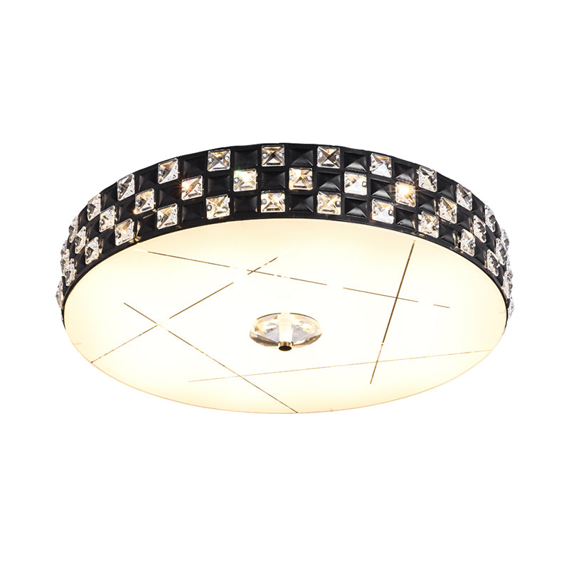 Crystal-Encrusted Round Ceiling Mounted Light Simple LED Black Flushmount Lamp for Bedroom Clearhalo 'Ceiling Lights' 'Close To Ceiling Lights' 'Close to ceiling' 'Flush mount' Lighting' 982525