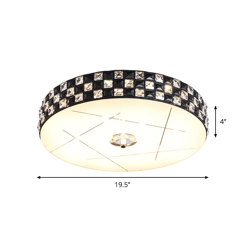 Crystal-Encrusted Round Ceiling Mounted Light Simple LED Black Flushmount Lamp for Bedroom Clearhalo 'Ceiling Lights' 'Close To Ceiling Lights' 'Close to ceiling' 'Flush mount' Lighting' 982526