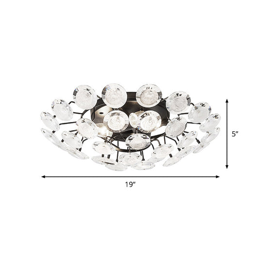 Modernism Sputnik Semi Flush Lighting Crystal 4 Bulbs Dining Room Close to Ceiling Lamp in Black Clearhalo 'Ceiling Lights' 'Close To Ceiling Lights' 'Close to ceiling' 'Semi-flushmount' Lighting' 982530