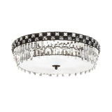 Black Round Ceiling Flush Modernism 5 Bulbs Clear Faceted Crystal Flush Mount Light Fixture Clearhalo 'Ceiling Lights' 'Close To Ceiling Lights' 'Close to ceiling' 'Flush mount' Lighting' 982546