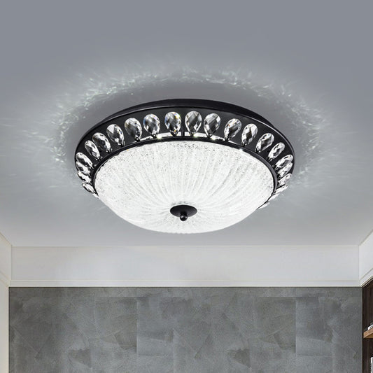 Clear Crystal Glass Dome Flushmount Modern LED Black Flush Mounted Light for Bedroom Clearhalo 'Ceiling Lights' 'Close To Ceiling Lights' 'Close to ceiling' 'Flush mount' Lighting' 982549