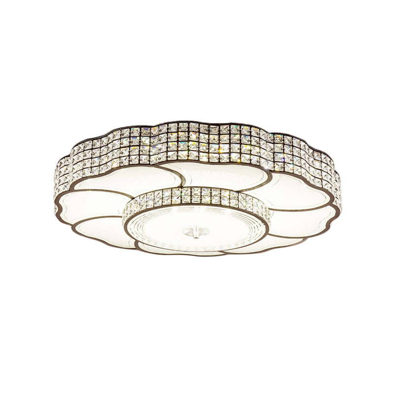 Flower Shape Bedroom Flush Mount Fixture Crystal Encrusted LED Contemporary Flush Lamp in Coffee Clearhalo 'Ceiling Lights' 'Close To Ceiling Lights' 'Close to ceiling' 'Flush mount' Lighting' 982554