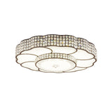 Flower Shape Bedroom Flush Mount Fixture Crystal Encrusted LED Contemporary Flush Lamp in Coffee Clearhalo 'Ceiling Lights' 'Close To Ceiling Lights' 'Close to ceiling' 'Flush mount' Lighting' 982554