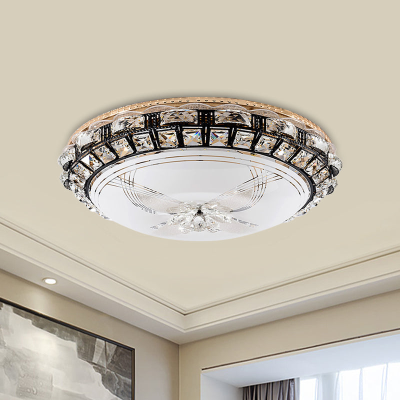 Beveled Crystal Domed Ceiling Mounted Fixture Modern LED Flush Lighting in Black for Bedroom Clearhalo 'Ceiling Lights' 'Close To Ceiling Lights' 'Close to ceiling' 'Flush mount' Lighting' 982579