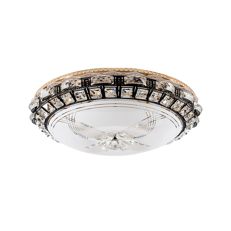 Beveled Crystal Domed Ceiling Mounted Fixture Modern LED Flush Lighting in Black for Bedroom Clearhalo 'Ceiling Lights' 'Close To Ceiling Lights' 'Close to ceiling' 'Flush mount' Lighting' 982580