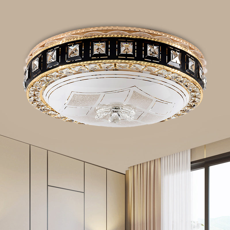 Beveled Crystal Domed Ceiling Mounted Fixture Modern LED Flush Lighting in Black for Bedroom Black C Clearhalo 'Ceiling Lights' 'Close To Ceiling Lights' 'Close to ceiling' 'Flush mount' Lighting' 982583