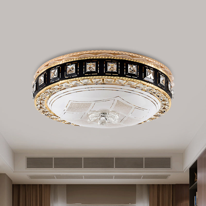 Beveled Crystal Domed Ceiling Mounted Fixture Modern LED Flush Lighting in Black for Bedroom Clearhalo 'Ceiling Lights' 'Close To Ceiling Lights' 'Close to ceiling' 'Flush mount' Lighting' 982584