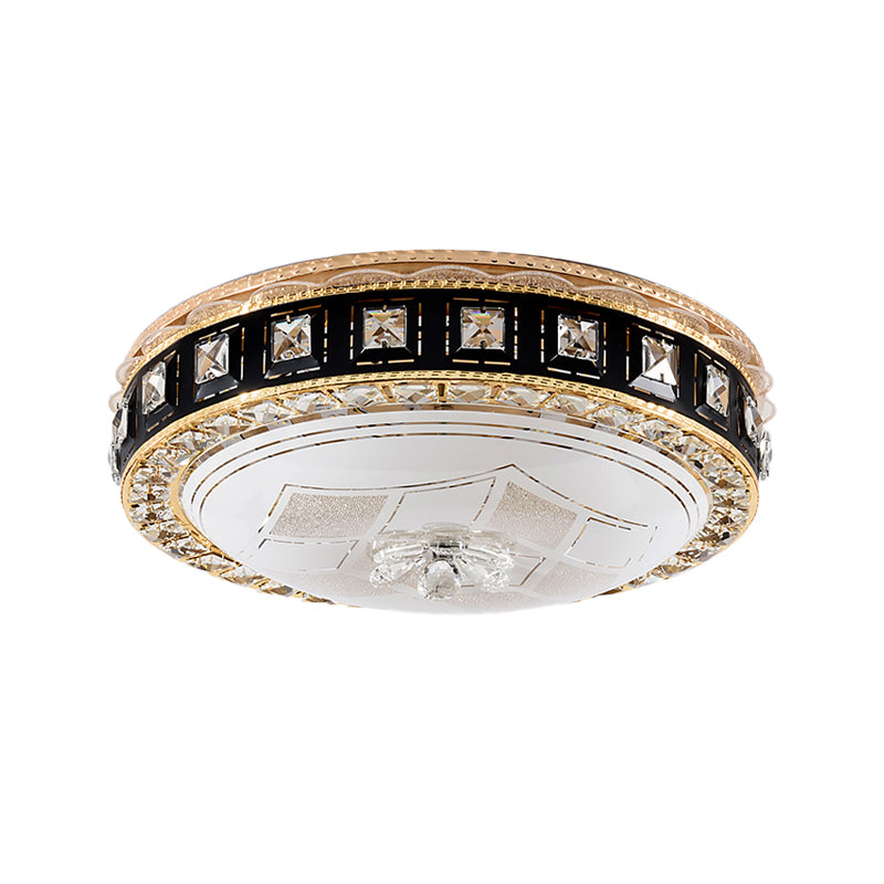 Beveled Crystal Domed Ceiling Mounted Fixture Modern LED Flush Lighting in Black for Bedroom Clearhalo 'Ceiling Lights' 'Close To Ceiling Lights' 'Close to ceiling' 'Flush mount' Lighting' 982585