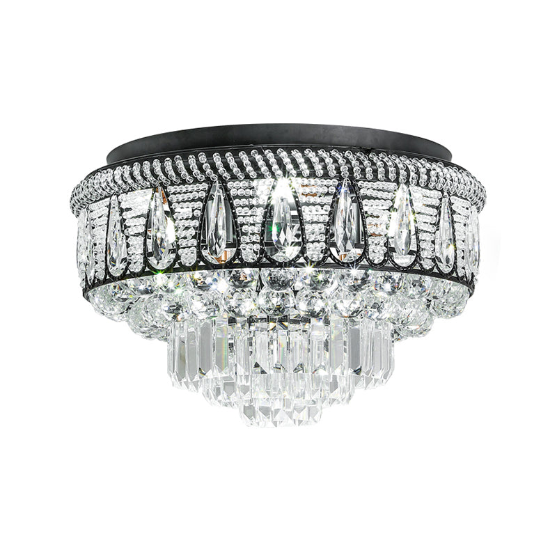 Circular Bedroom Ceiling Mounted Light Clear Crystal LED Contemporary Flush Lamp Fixture in Black Clearhalo 'Ceiling Lights' 'Close To Ceiling Lights' 'Close to ceiling' 'Flush mount' Lighting' 982594