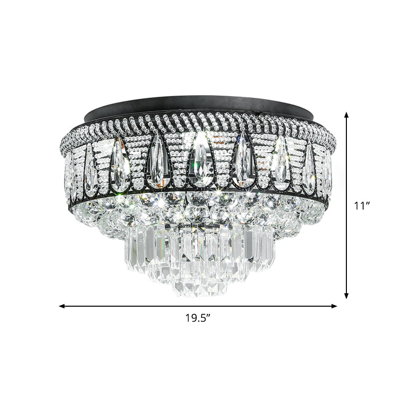 Circular Bedroom Ceiling Mounted Light Clear Crystal LED Contemporary Flush Lamp Fixture in Black Clearhalo 'Ceiling Lights' 'Close To Ceiling Lights' 'Close to ceiling' 'Flush mount' Lighting' 982595