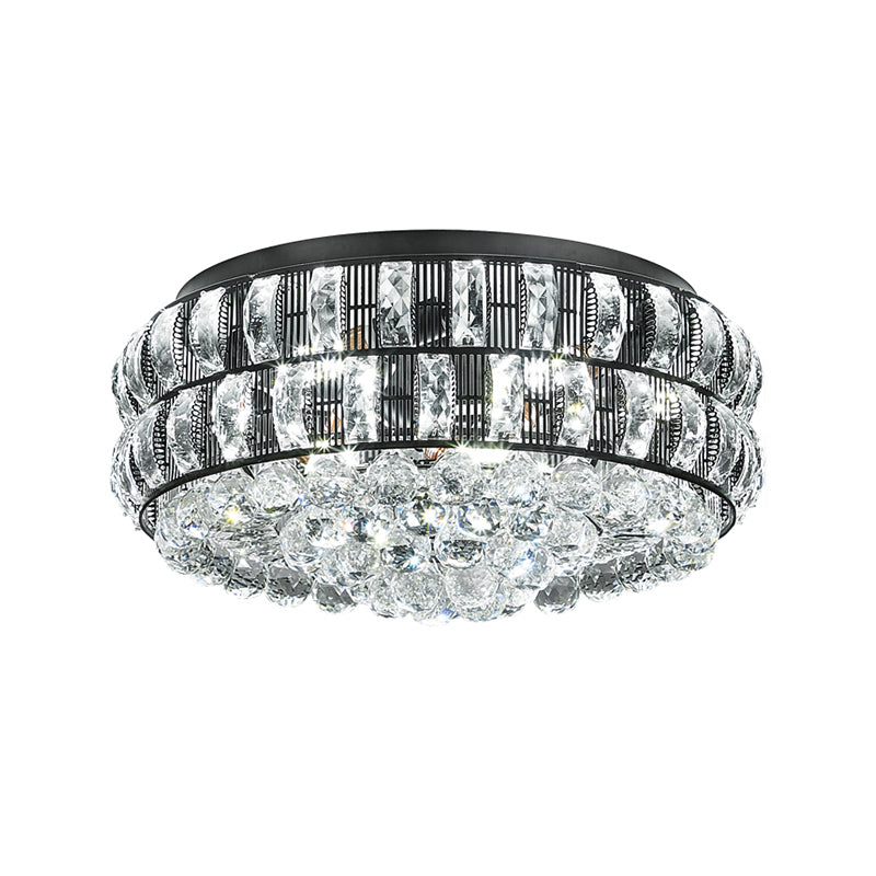 Black Round Flushmount Modernism 7-Head Crystal Orbs Ceiling Flush Mount for Bedroom Clearhalo 'Ceiling Lights' 'Close To Ceiling Lights' 'Close to ceiling' 'Flush mount' Lighting' 982598