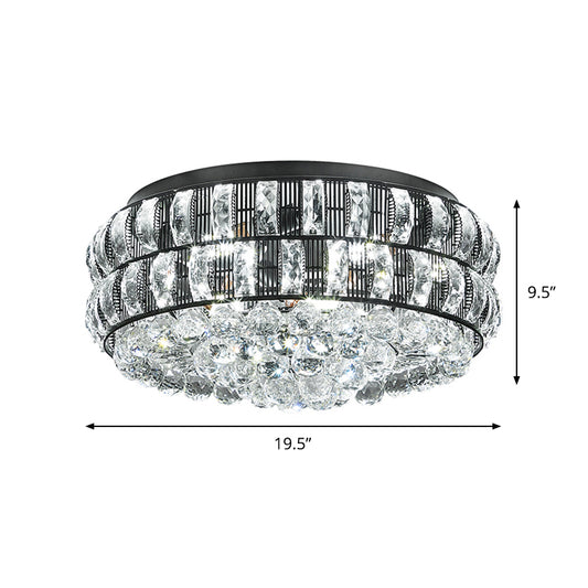 Black Round Flushmount Modernism 7-Head Crystal Orbs Ceiling Flush Mount for Bedroom Clearhalo 'Ceiling Lights' 'Close To Ceiling Lights' 'Close to ceiling' 'Flush mount' Lighting' 982599