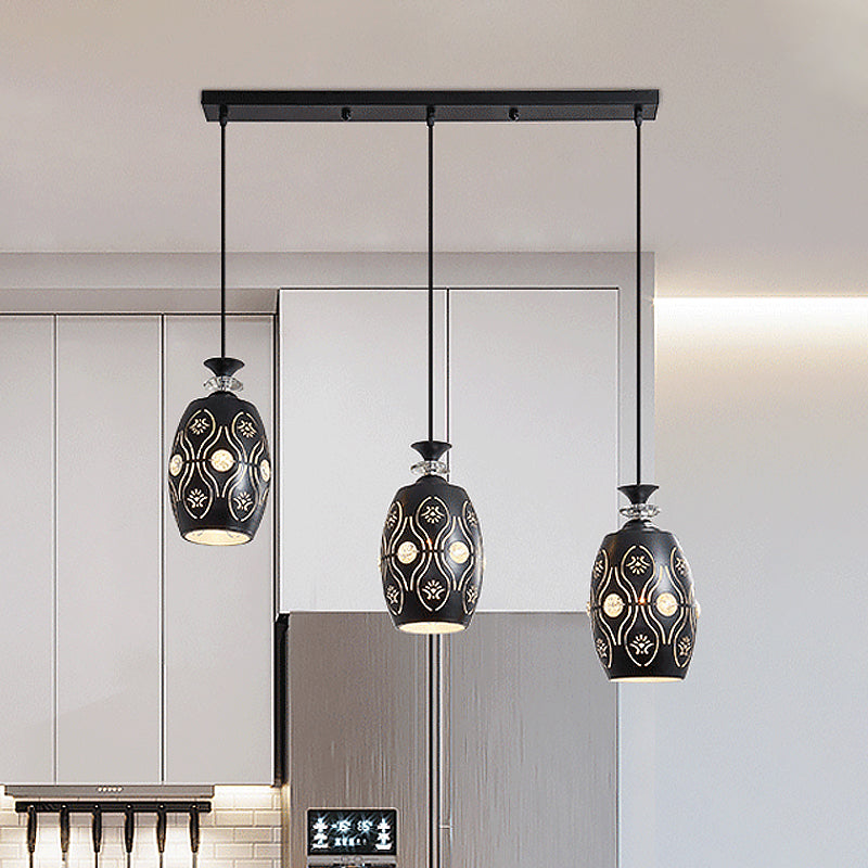 Black Globe/Oval/Waterdrop Pendant Light Modernist 3-Light Metal Multi Ceiling Lamp over Dining Table Clearhalo 'Ceiling Lights' 'Modern Pendants' 'Modern' 'Pendant Lights' 'Pendants' Lighting' 982686