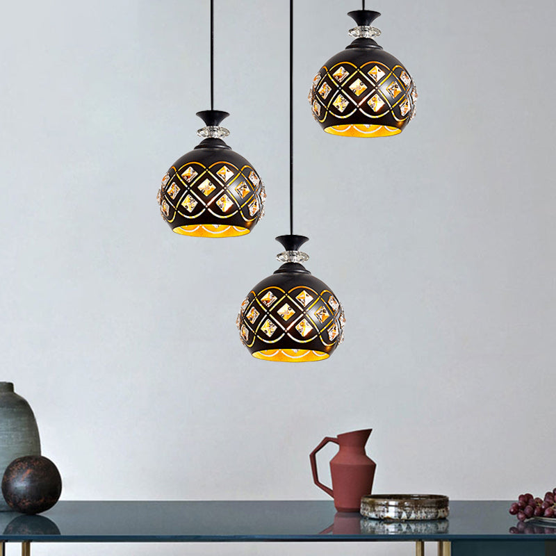 Globe/Oval/Waterdrop Cluster Pendant Modernist Metallic 3 Heads Dining Room Pendulum Light in Black Black Globe Clearhalo 'Ceiling Lights' 'Modern Pendants' 'Modern' 'Pendant Lights' 'Pendants' Lighting' 982695