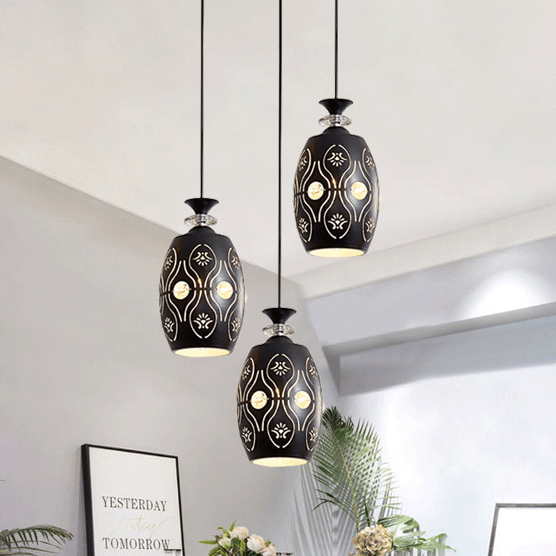 Globe/Oval/Waterdrop Cluster Pendant Modernist Metallic 3 Heads Dining Room Pendulum Light in Black Clearhalo 'Ceiling Lights' 'Modern Pendants' 'Modern' 'Pendant Lights' 'Pendants' Lighting' 982700