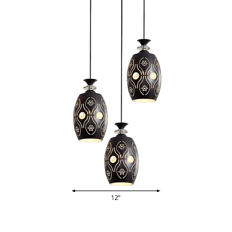 Globe/Oval/Waterdrop Cluster Pendant Modernist Metallic 3 Heads Dining Room Pendulum Light in Black Clearhalo 'Ceiling Lights' 'Modern Pendants' 'Modern' 'Pendant Lights' 'Pendants' Lighting' 982703