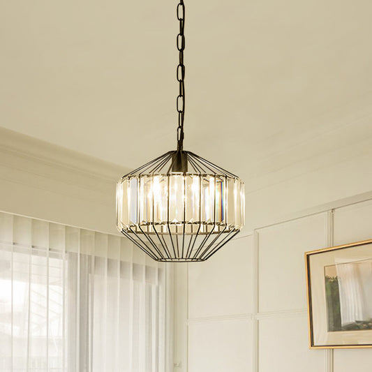 Geometric Crystal Block Hanging Lighting Modern 1 Head Black Ceiling Pendant Lamp Black A Clearhalo 'Ceiling Lights' 'Modern Pendants' 'Modern' 'Pendant Lights' 'Pendants' Lighting' 982717