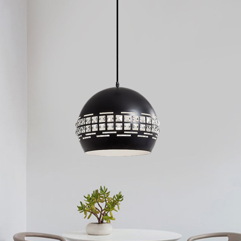 Minimalist 1 Head Drop Pendant with Metal Shade Black Finish Domed Ceiling Suspension Lamp Clearhalo 'Ceiling Lights' 'Modern Pendants' 'Modern' 'Pendant Lights' 'Pendants' Lighting' 982745