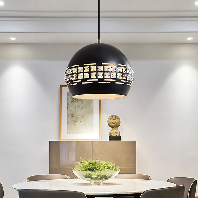 Minimalist 1 Head Drop Pendant with Metal Shade Black Finish Domed Ceiling Suspension Lamp Clearhalo 'Ceiling Lights' 'Modern Pendants' 'Modern' 'Pendant Lights' 'Pendants' Lighting' 982746