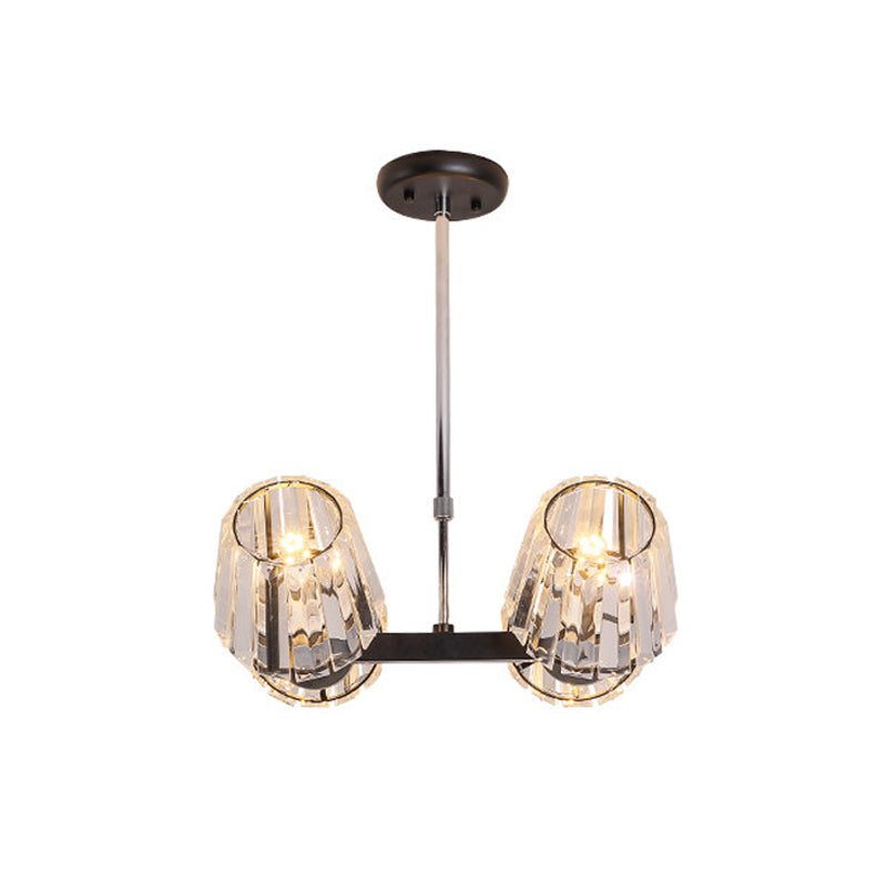 Conic Hanging Light Kit Modernism Crystal Block 4/6 Lights Dining Room Island Lighting in Black Clearhalo 'Ceiling Lights' 'Island Lights' Lighting' 982787