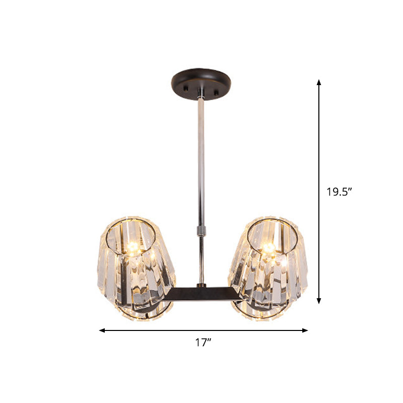 Conic Hanging Light Kit Modernism Crystal Block 4/6 Lights Dining Room Island Lighting in Black Clearhalo 'Ceiling Lights' 'Island Lights' Lighting' 982788