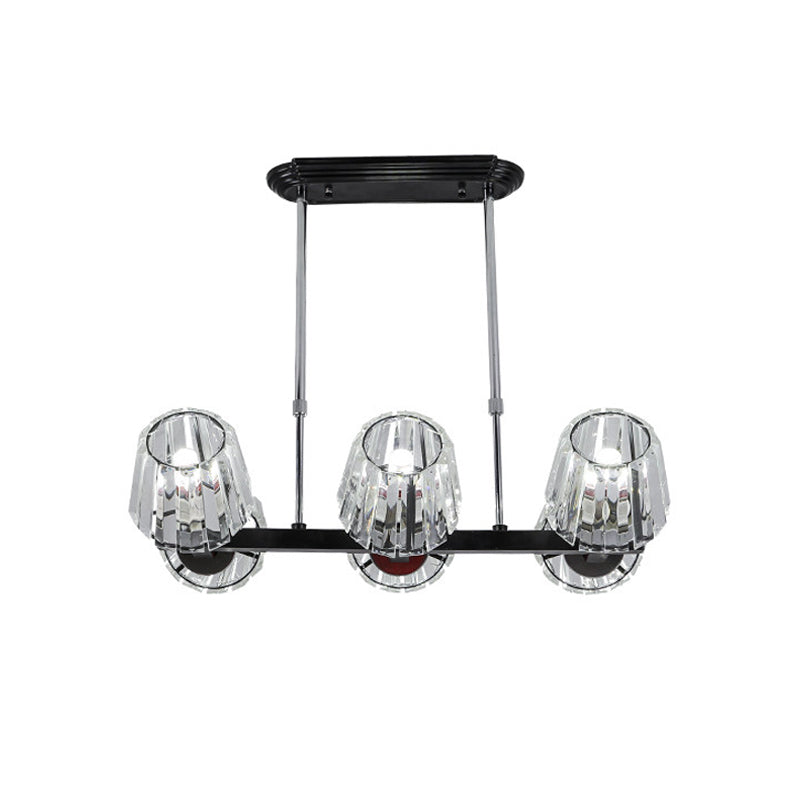 Conic Hanging Light Kit Modernism Crystal Block 4/6 Lights Dining Room Island Lighting in Black Clearhalo 'Ceiling Lights' 'Island Lights' Lighting' 982792