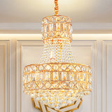 Baroque Empire Chandelier 5 Lights Crystal Suspension Lighting in Gold for Living Room Clearhalo 'Ceiling Lights' 'Chandeliers' Lighting' options 982806