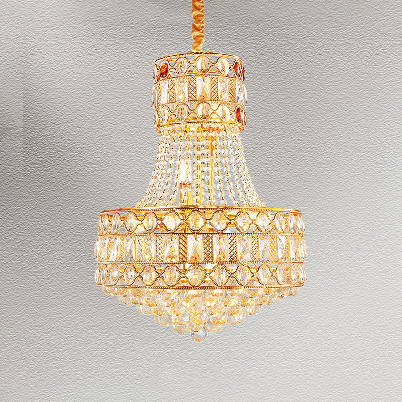 Baroque Empire Chandelier 5 Lights Crystal Suspension Lighting in Gold for Living Room Clearhalo 'Ceiling Lights' 'Chandeliers' Lighting' options 982808