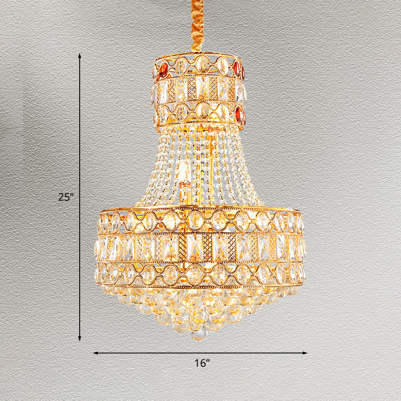 Baroque Empire Chandelier 5 Lights Crystal Suspension Lighting in Gold for Living Room Clearhalo 'Ceiling Lights' 'Chandeliers' Lighting' options 982809