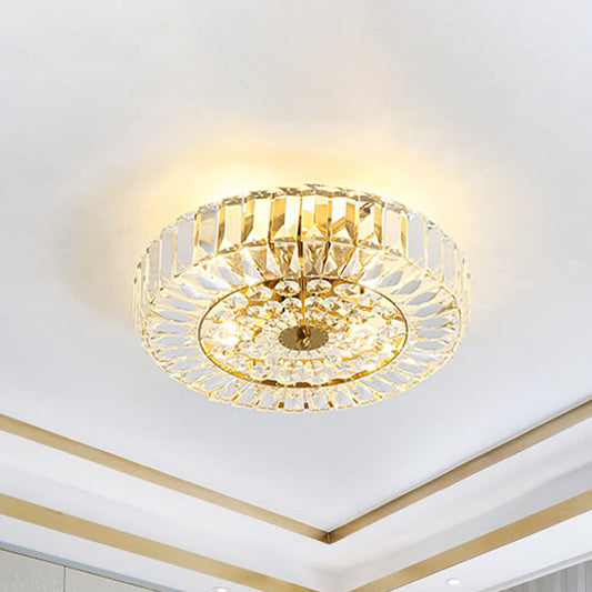 Beveled Cut Crystal Round Flushmount Simplicity 6 Heads Bedroom Ceiling Lighting in Gold Gold Clearhalo 'Ceiling Lights' 'Close To Ceiling Lights' 'Close to ceiling' 'Flush mount' Lighting' 982814