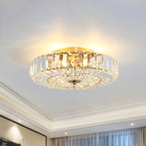 Beveled Cut Crystal Round Flushmount Simplicity 6 Heads Bedroom Ceiling Lighting in Gold Clearhalo 'Ceiling Lights' 'Close To Ceiling Lights' 'Close to ceiling' 'Flush mount' Lighting' 982815